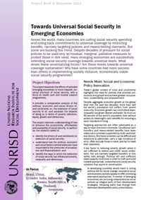 Towards Universal Social Security in Emerging Economies (Project Brief)